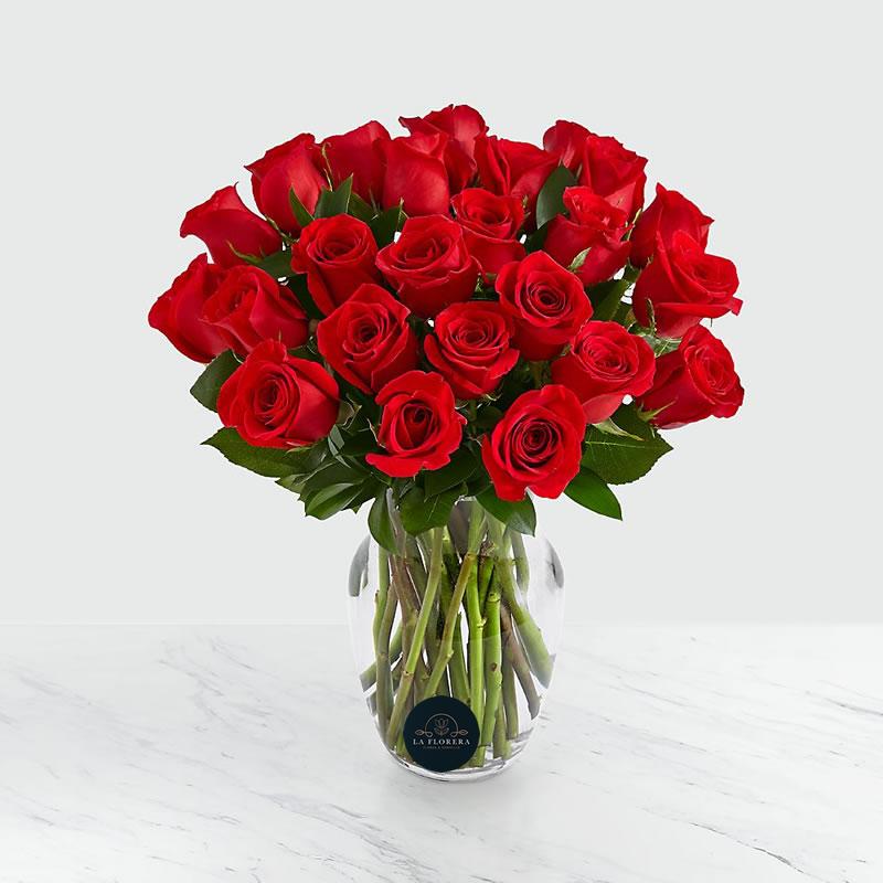 FLORERO 24 ROSAS ROJAS