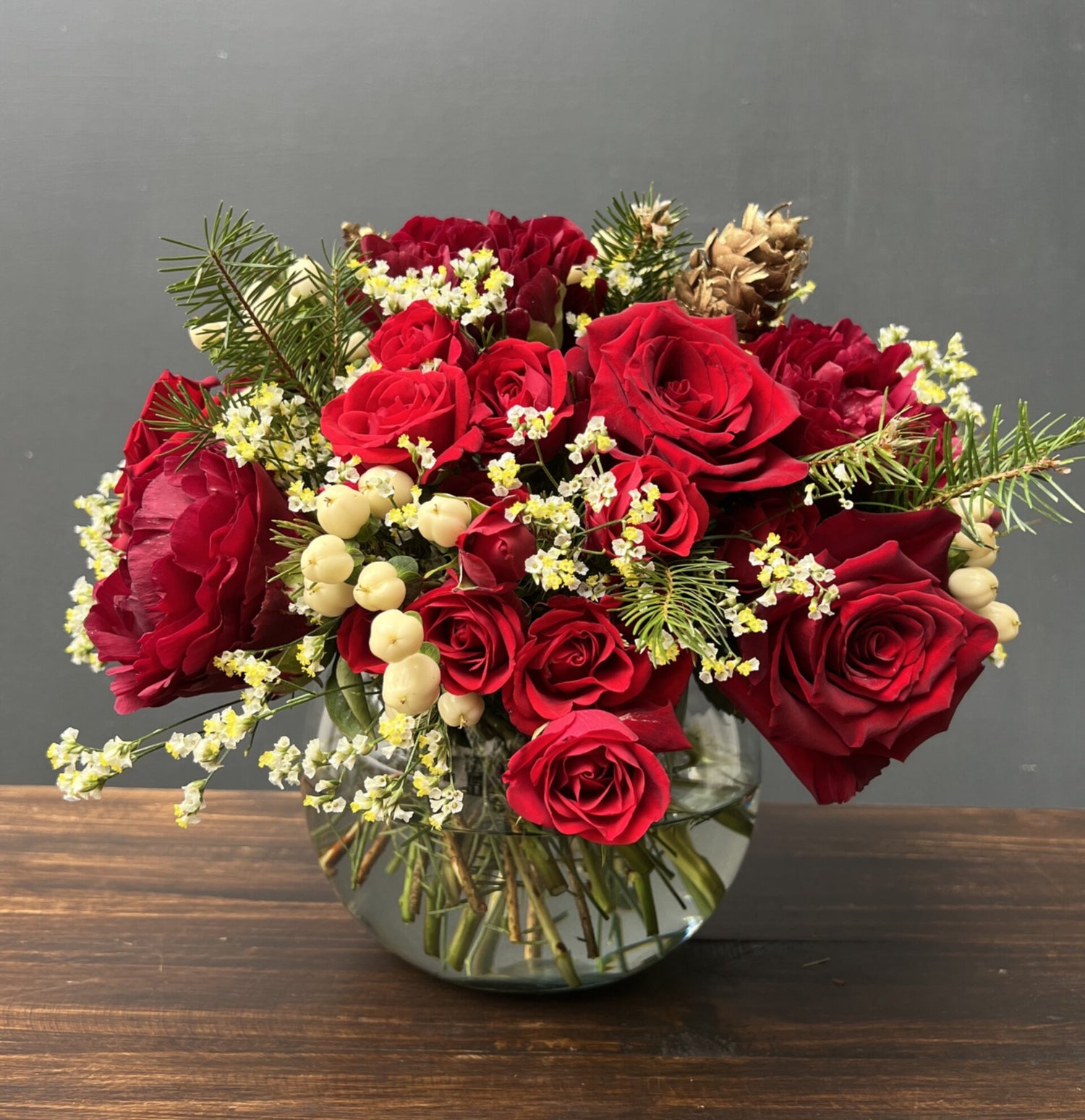 PECERA CENTRO DE MESA ROJO