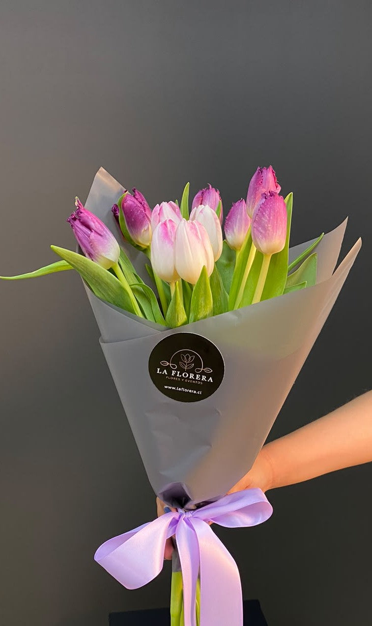 RAMO TULIPANES MIX MORADO ROSADO 10 VARAS
