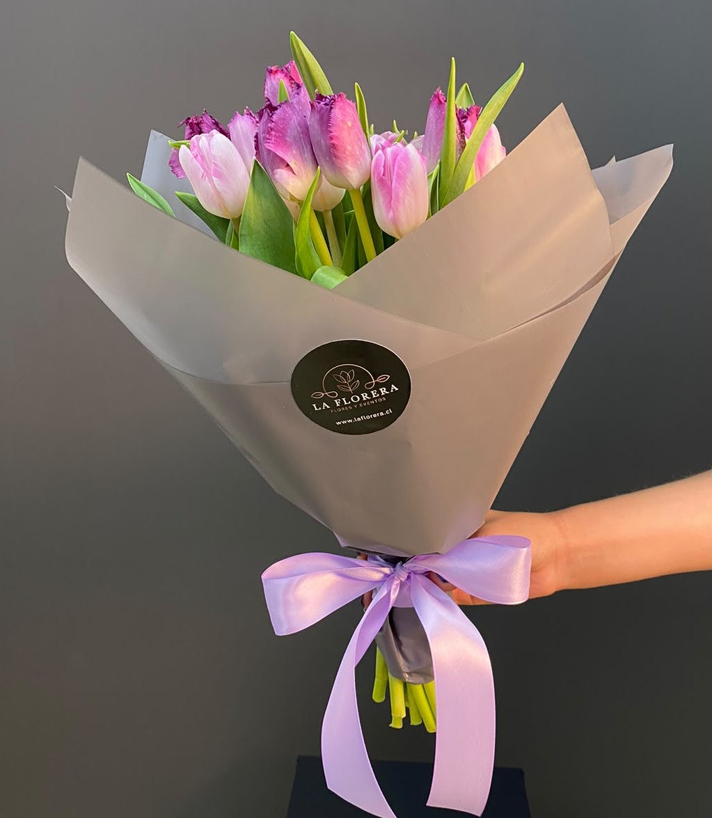 RAMO TULIPANES MIX MORADO ROSADO 20 VARAS